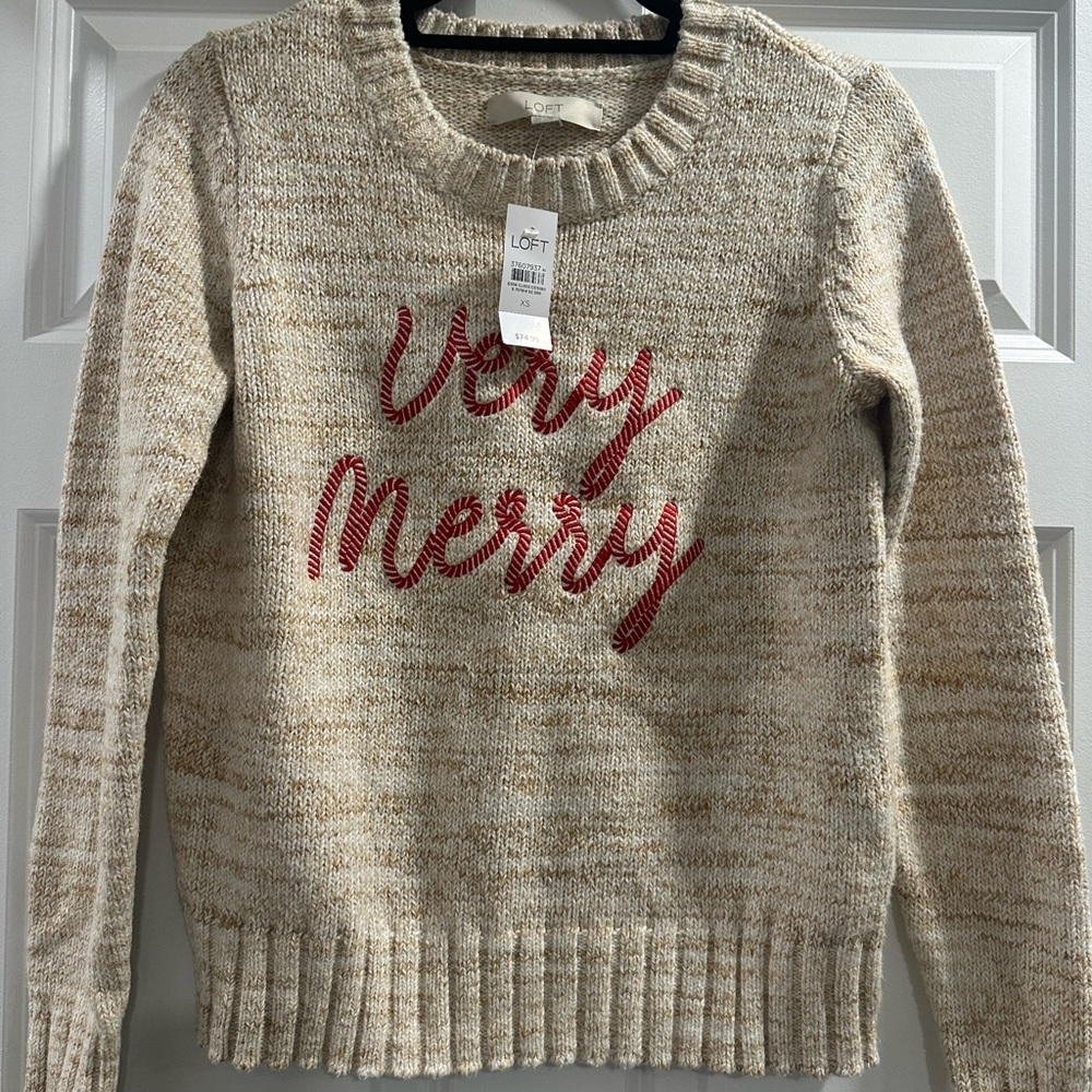 LOFT Beige 'Very Merry' Sweater